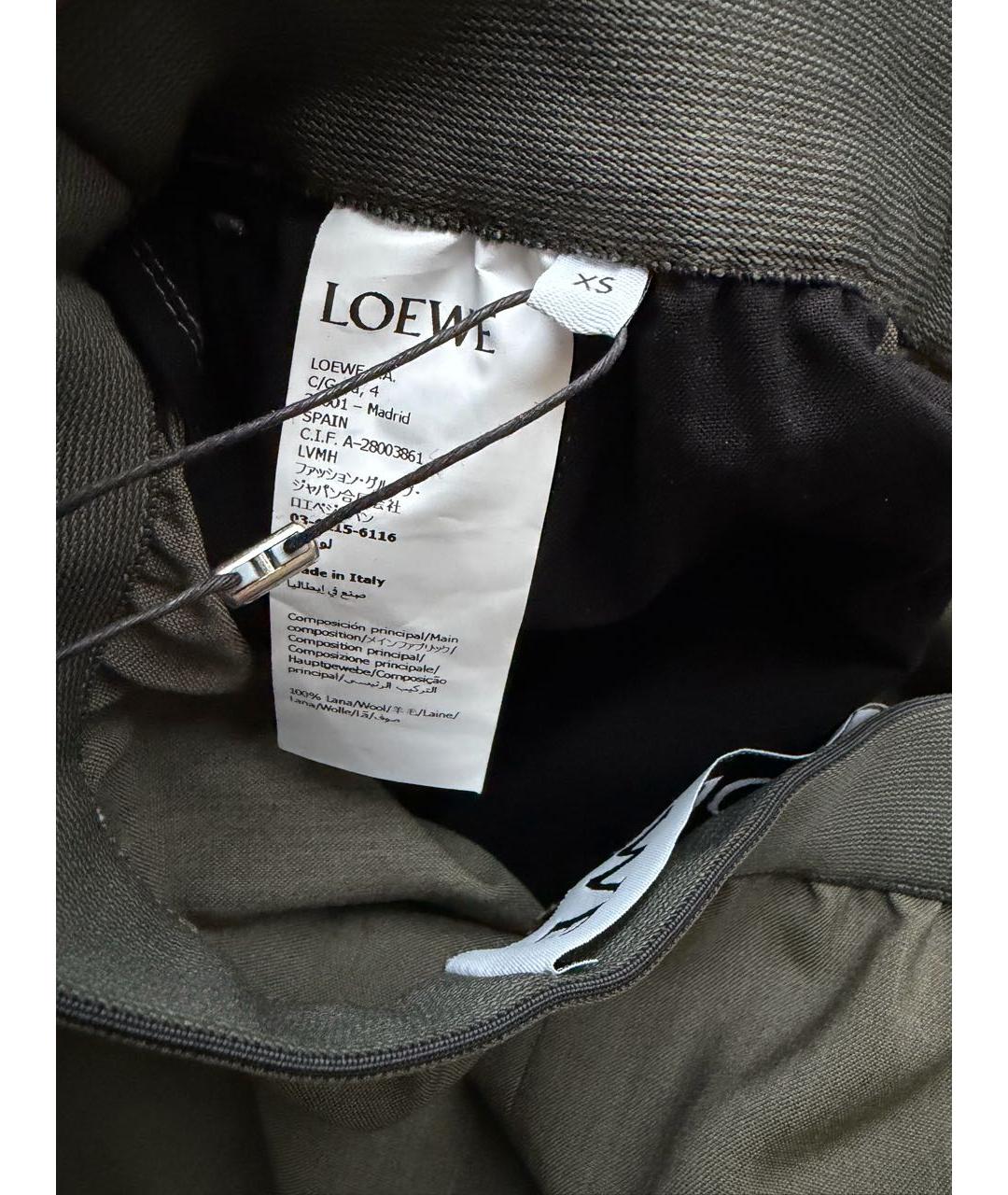 LOEWE Хаки шерстяные брюки широкие, фото 4