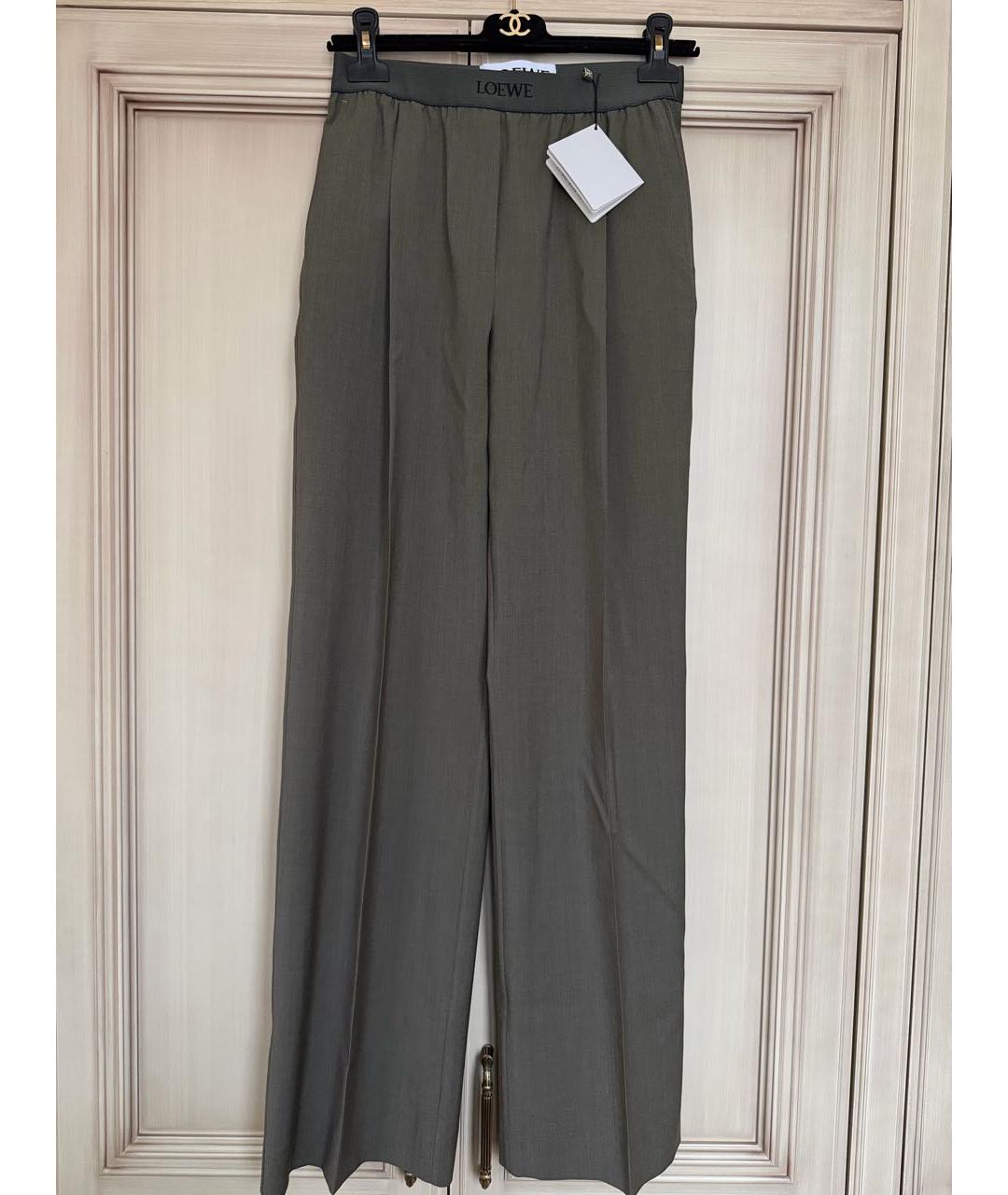 LOEWE Хаки шерстяные брюки широкие, фото 2