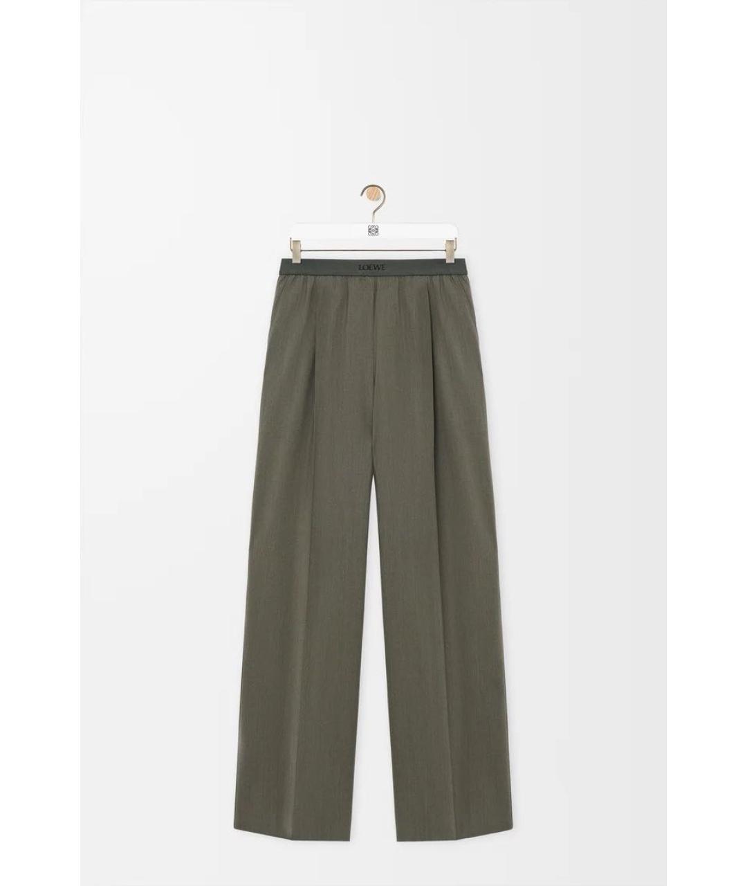 LOEWE Хаки шерстяные брюки широкие, фото 5