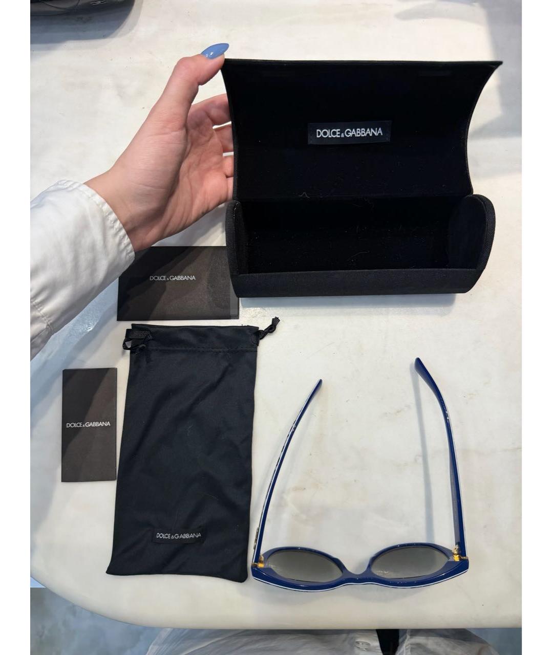 DOLCE&GABBANA Синие пластиковые солнцезащитные очки, фото 4