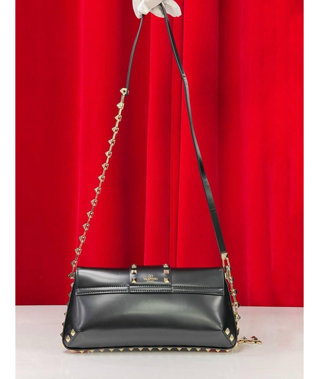VALENTINO Черная кожаная сумка через плечо, фото 7