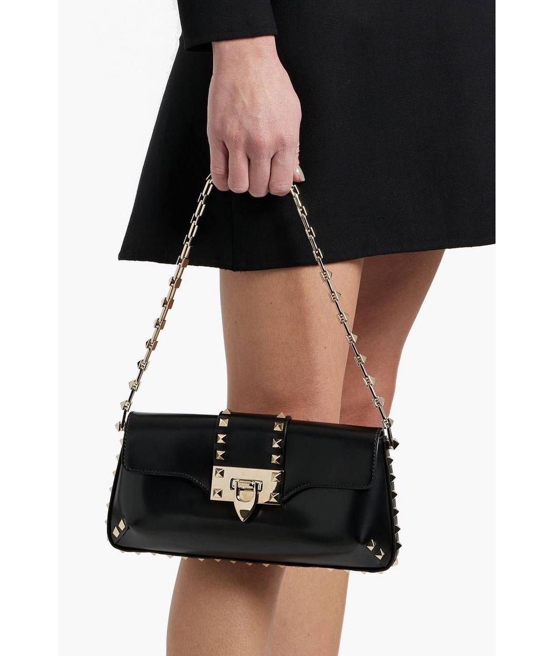 VALENTINO Черная кожаная сумка через плечо, фото 5