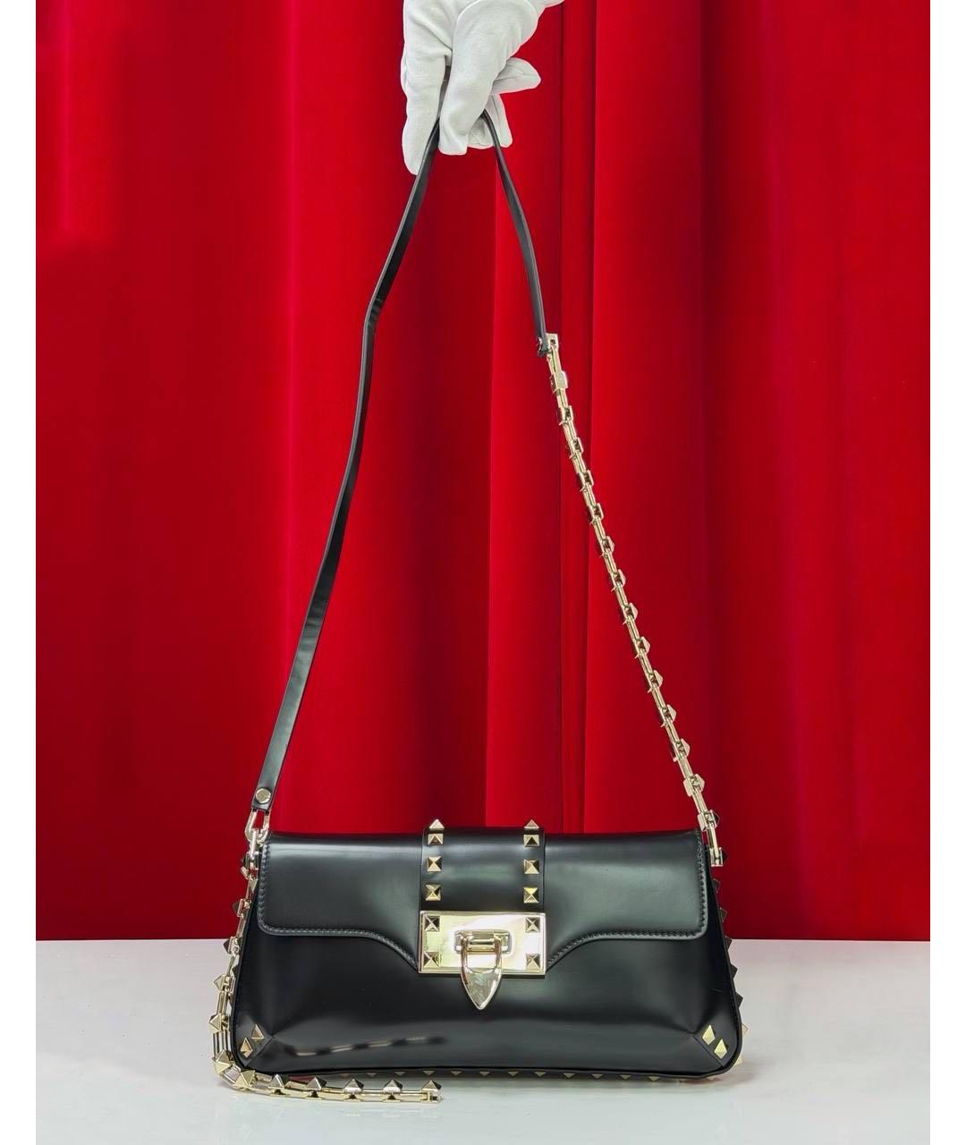 VALENTINO Черная кожаная сумка через плечо, фото 6