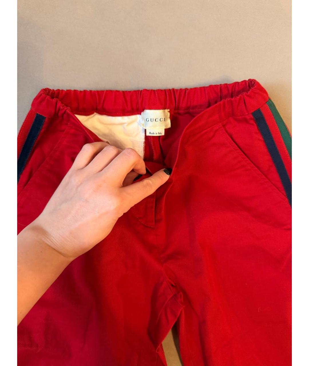 GUCCI Красные хлопковые брюки и шорты, фото 3