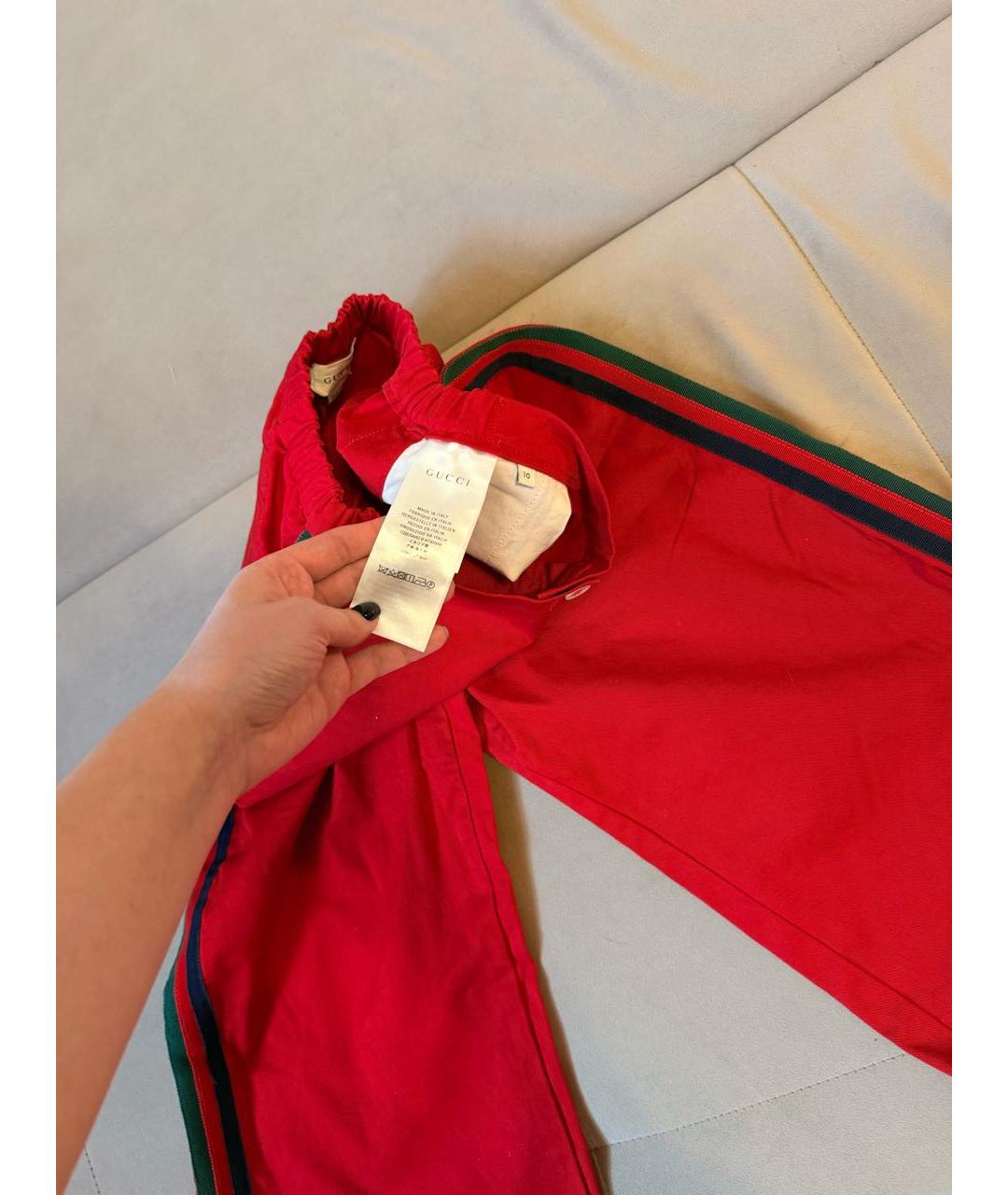 GUCCI Красные хлопковые брюки и шорты, фото 5