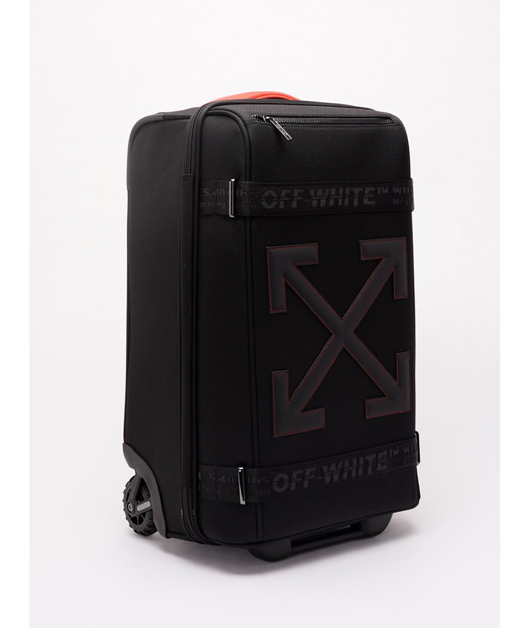 OFF-WHITE Черный тканевый чемодан, фото 3