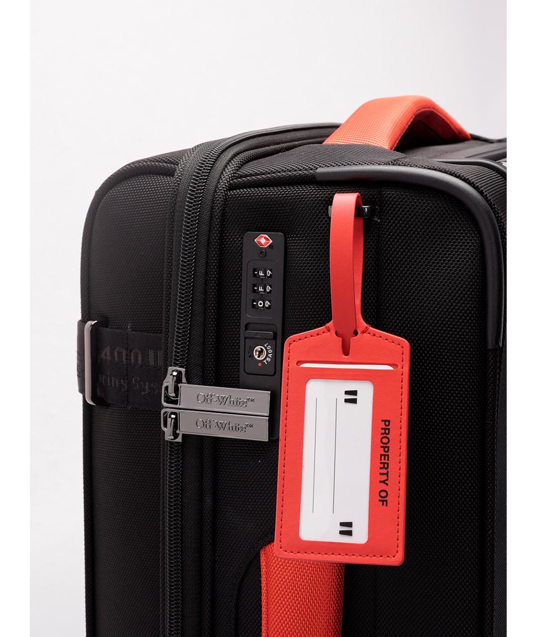 OFF-WHITE Черный тканевый чемодан, фото 4