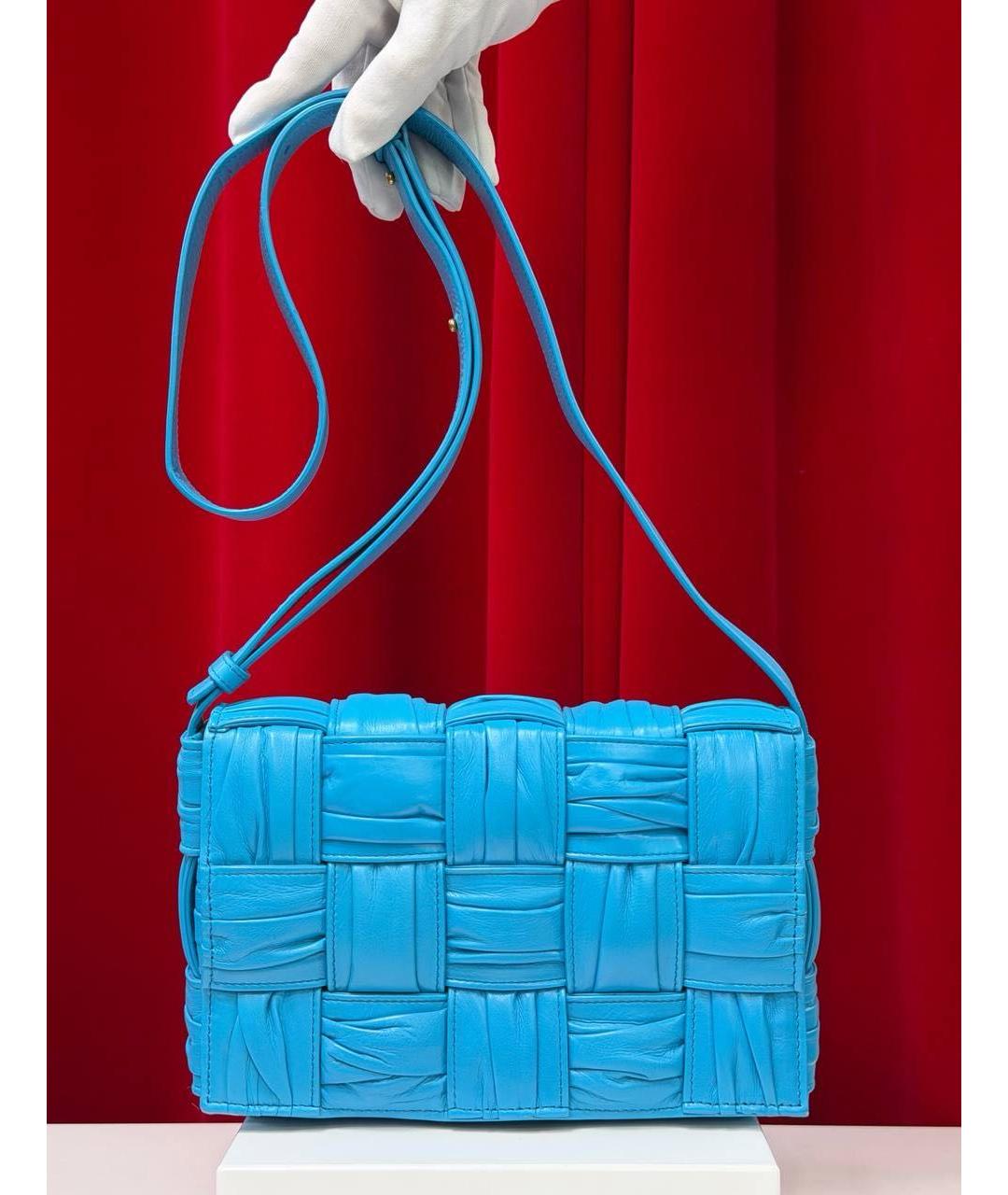 BOTTEGA VENETA Голубая кожаная сумка через плечо, фото 5