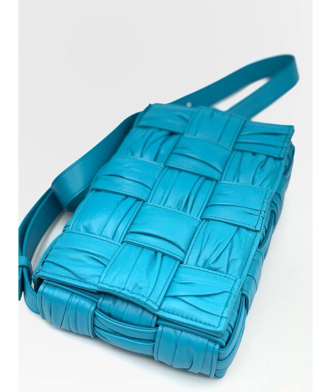 BOTTEGA VENETA Голубая кожаная сумка через плечо, фото 3