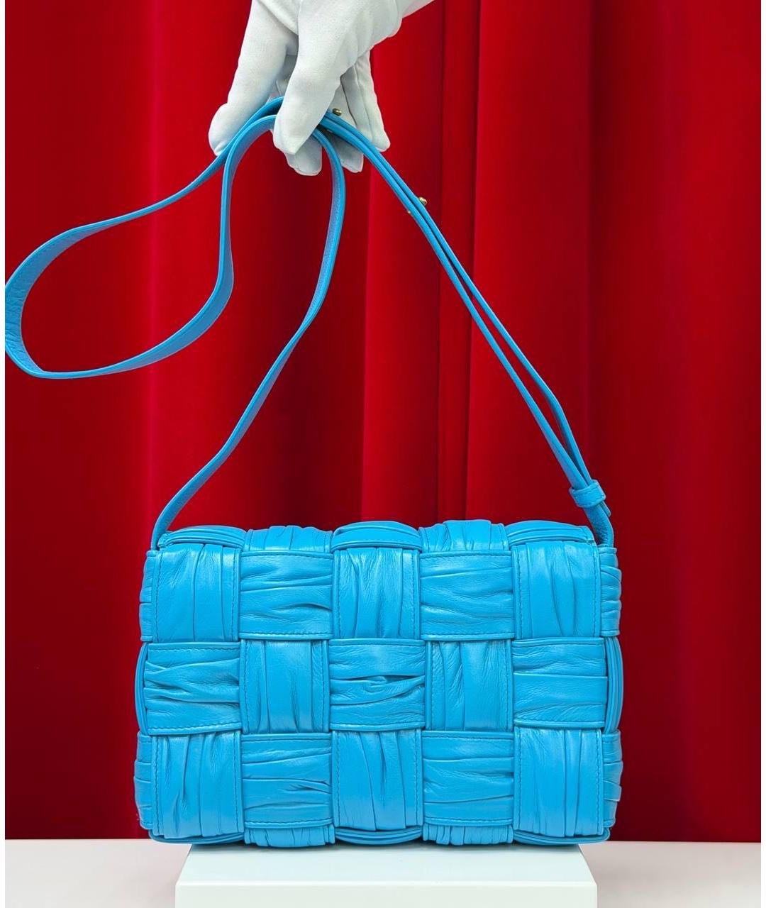 BOTTEGA VENETA Голубая кожаная сумка через плечо, фото 6