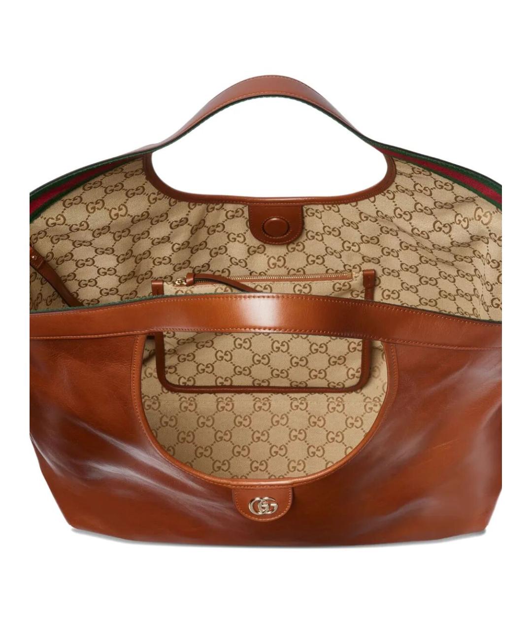 GUCCI Коричневая кожаная сумка тоут, фото 3