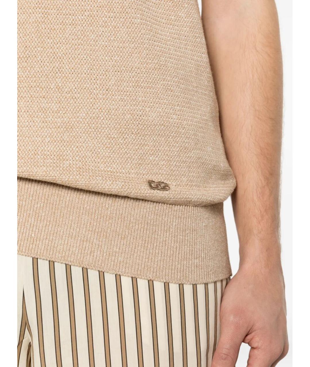 DOLCE&GABBANA Бежевый льняной джемпер / свитер, фото 4