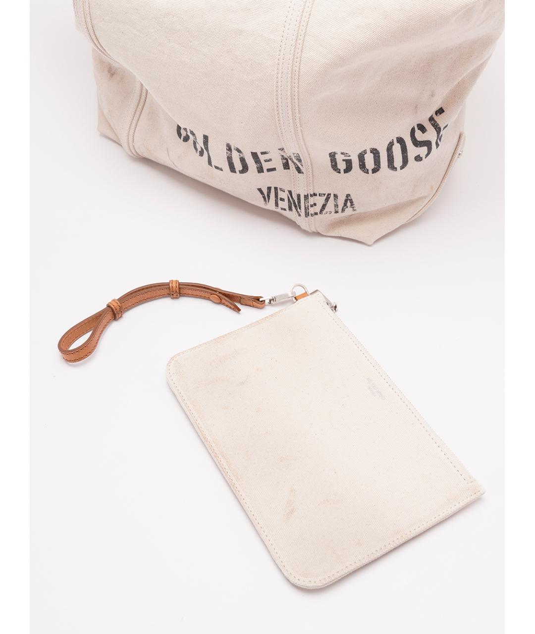 GOLDEN GOOSE DELUXE BRAND Бежевая тканевая сумка тоут, фото 4