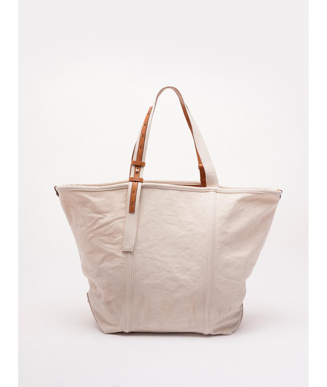 GOLDEN GOOSE DELUXE BRAND Бежевая тканевая сумка тоут, фото 2