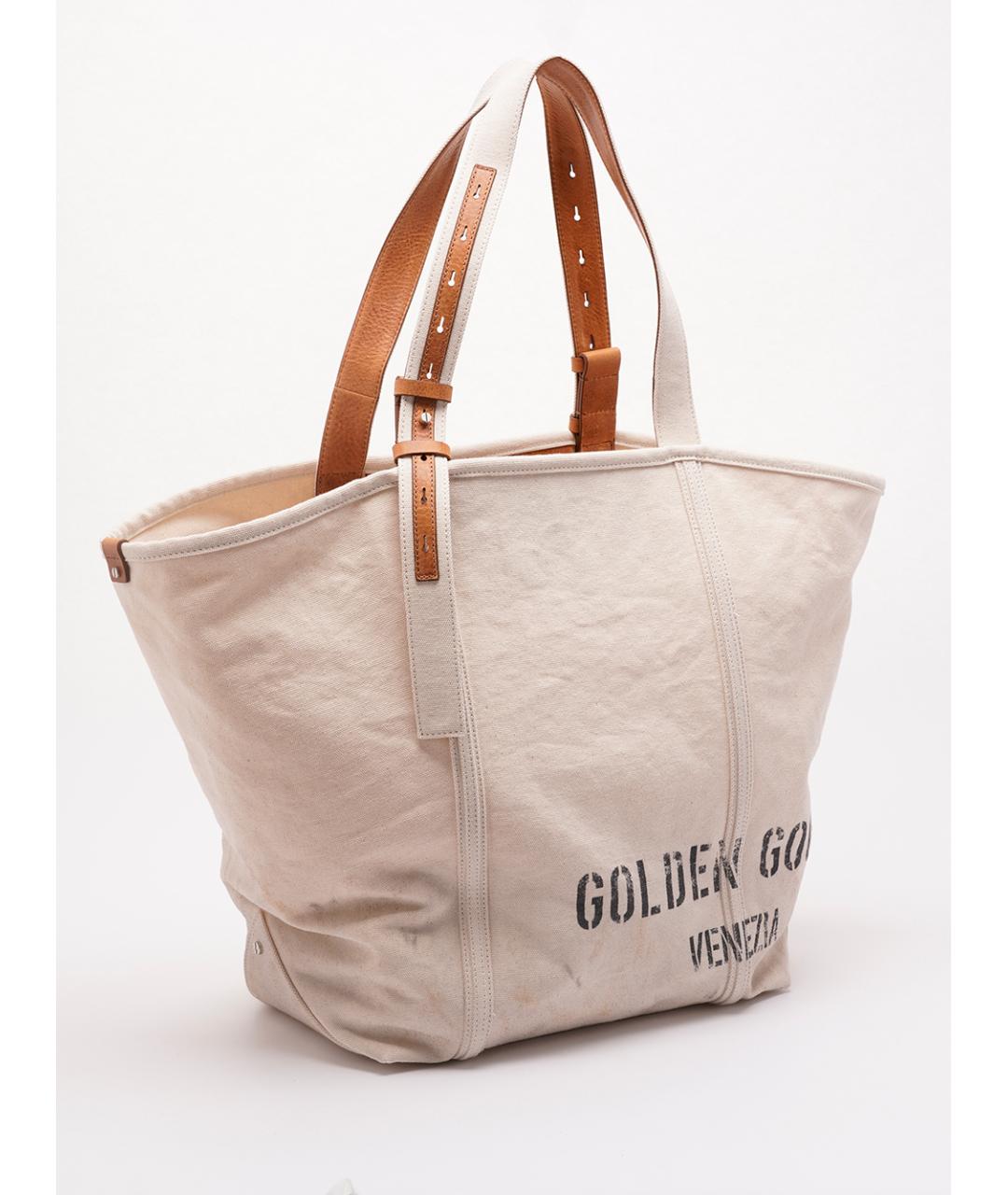 GOLDEN GOOSE DELUXE BRAND Бежевая тканевая сумка тоут, фото 3