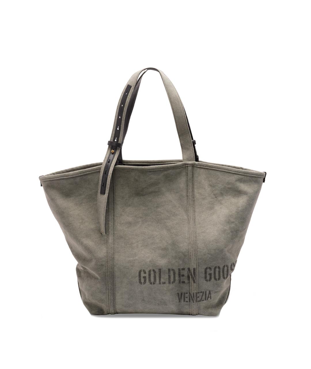 GOLDEN GOOSE DELUXE BRAND Хаки хлопковая сумка тоут, фото 1