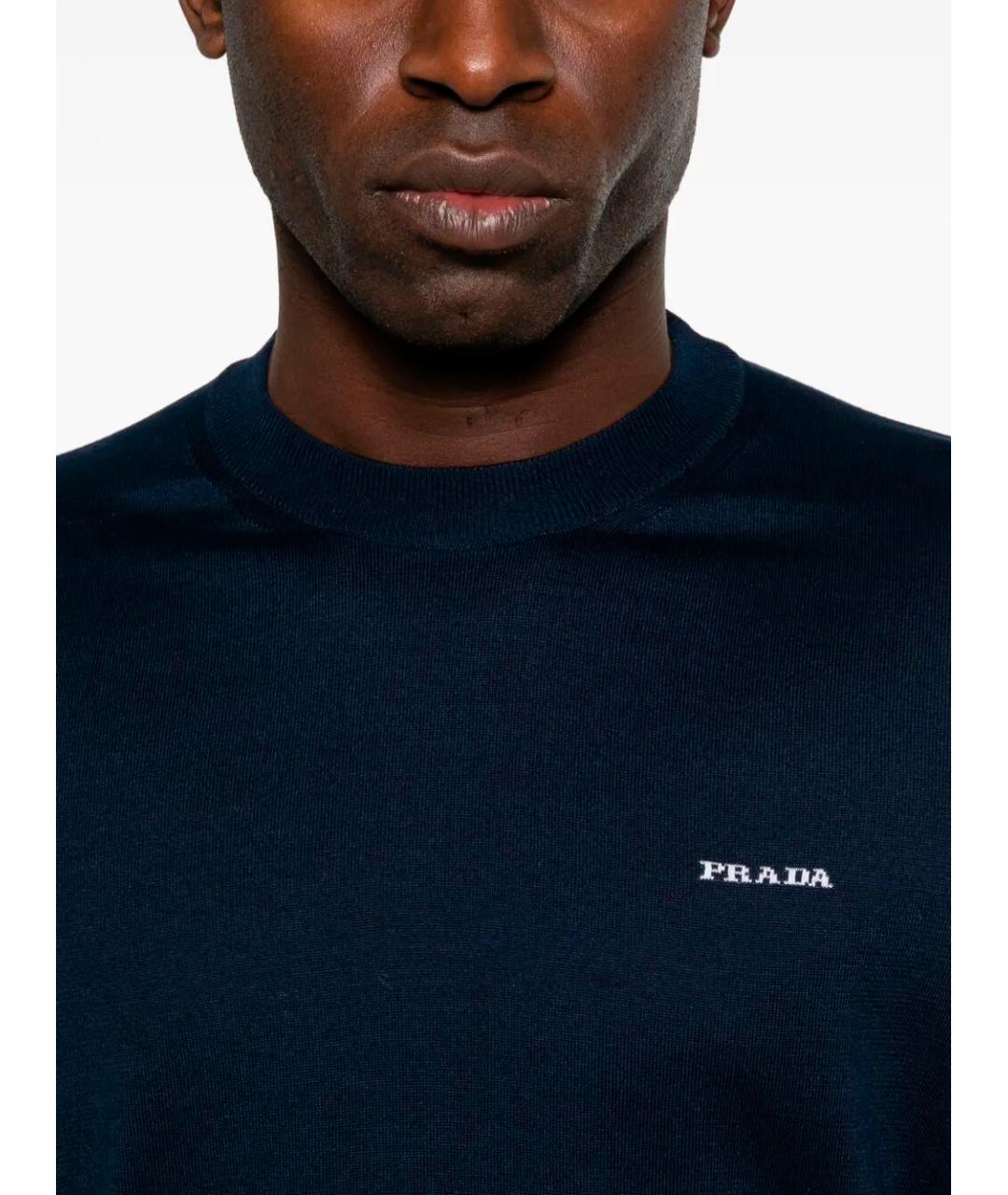 PRADA Синяя хлопковая футболка, фото 4