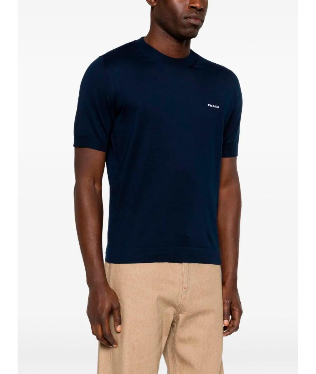 PRADA Синяя хлопковая футболка, фото 3
