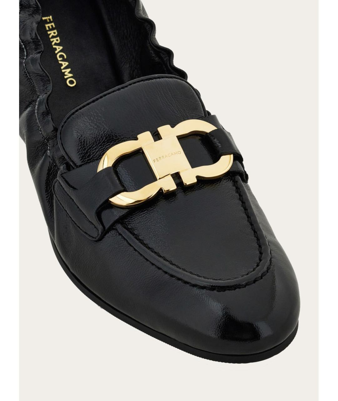 FERRAGAMO Черные кожаные лоферы, фото 4