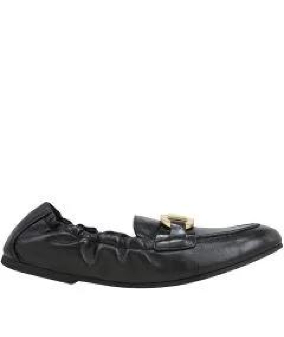 FERRAGAMO Черные кожаные лоферы, фото 1