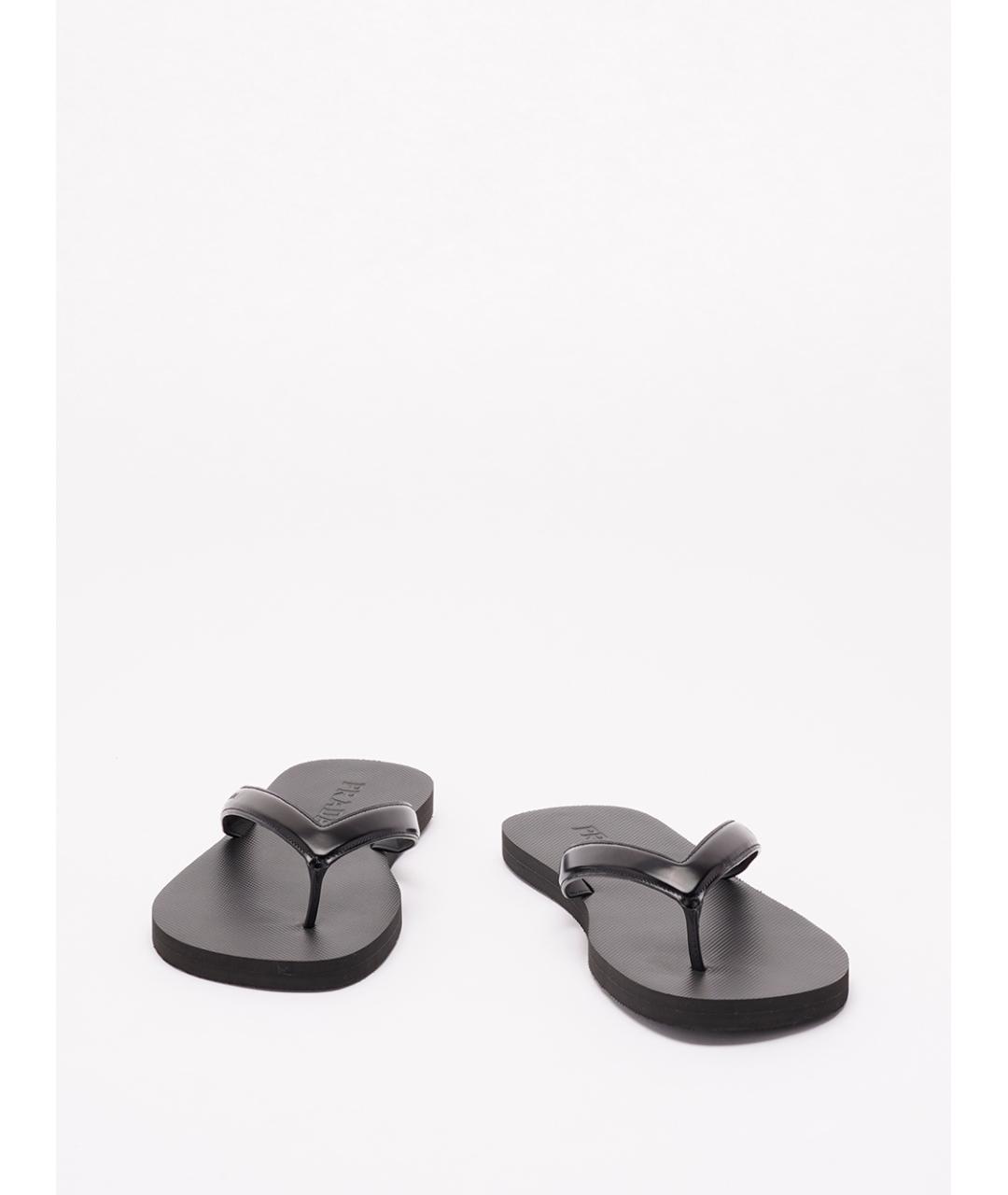 PRADA Черные кожаные шлепанцы, фото 2