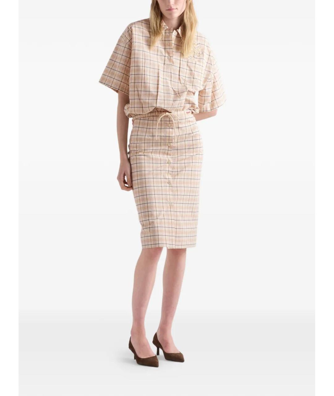 PRADA Бежевая хлопковая юбка миди, фото 2