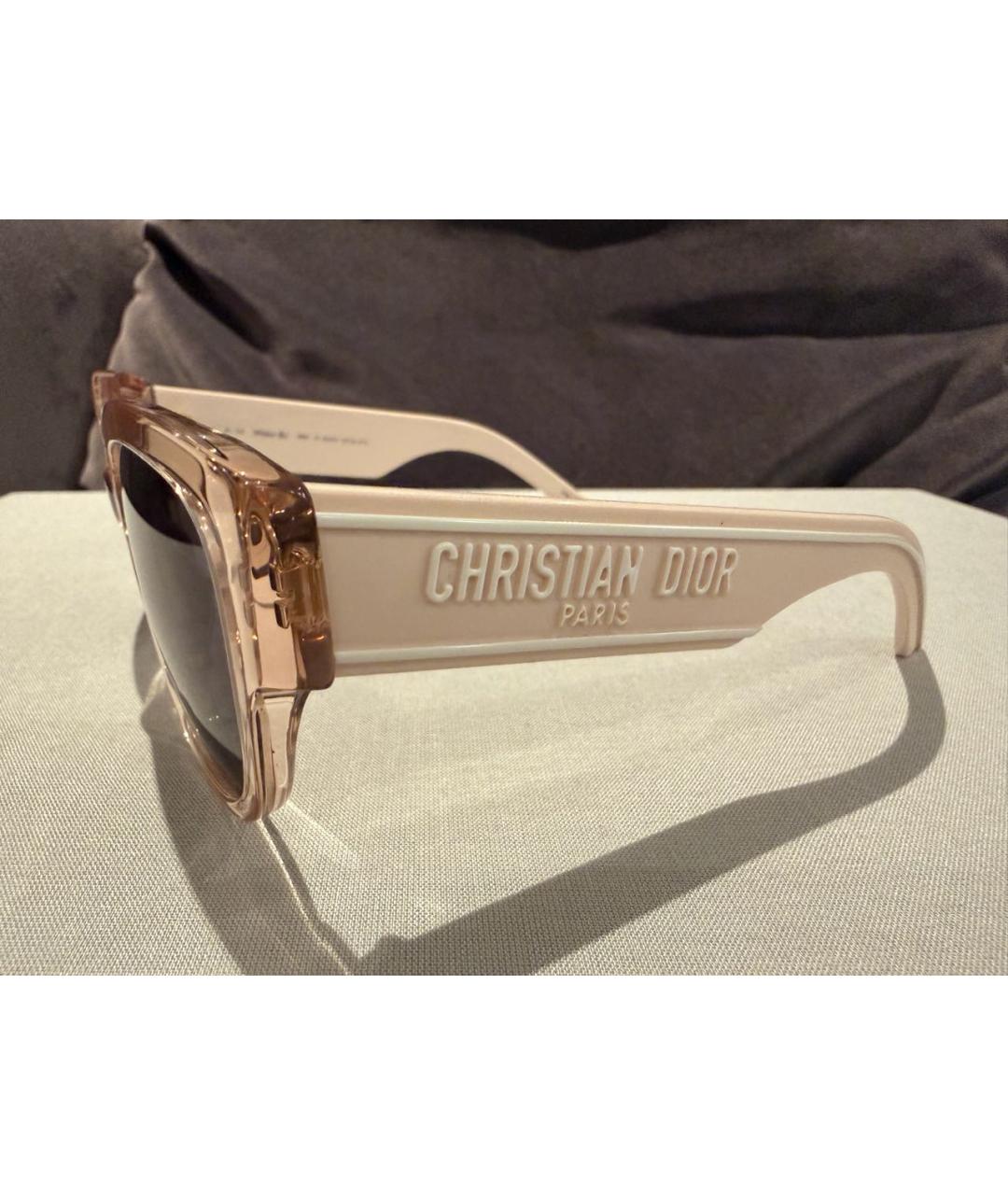 CHRISTIAN DIOR Бежевые пластиковые солнцезащитные очки, фото 3