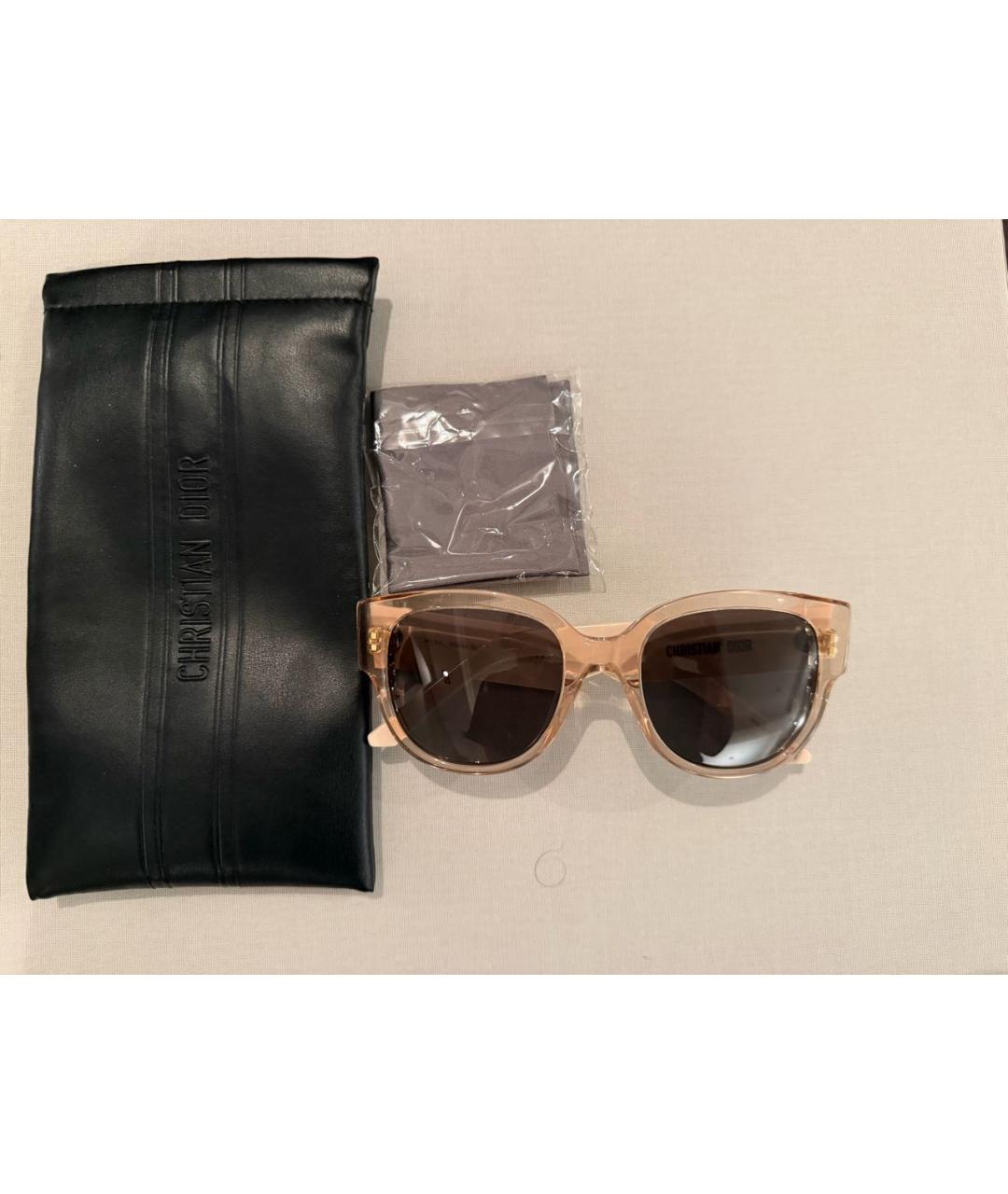 CHRISTIAN DIOR Бежевые пластиковые солнцезащитные очки, фото 4
