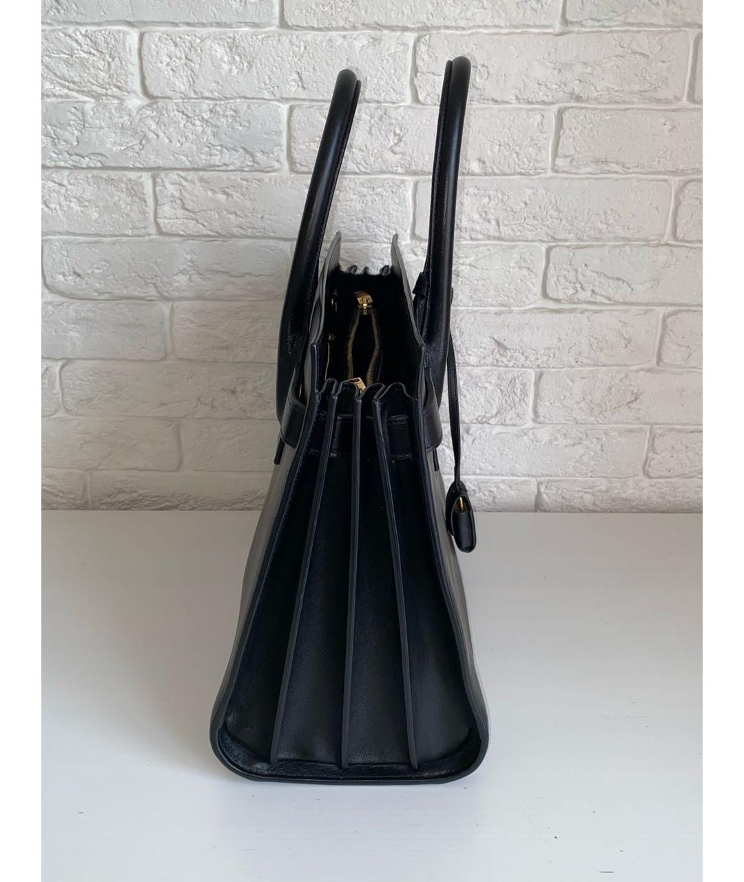 SAINT LAURENT Черная кожаная сумка с короткими ручками, фото 5