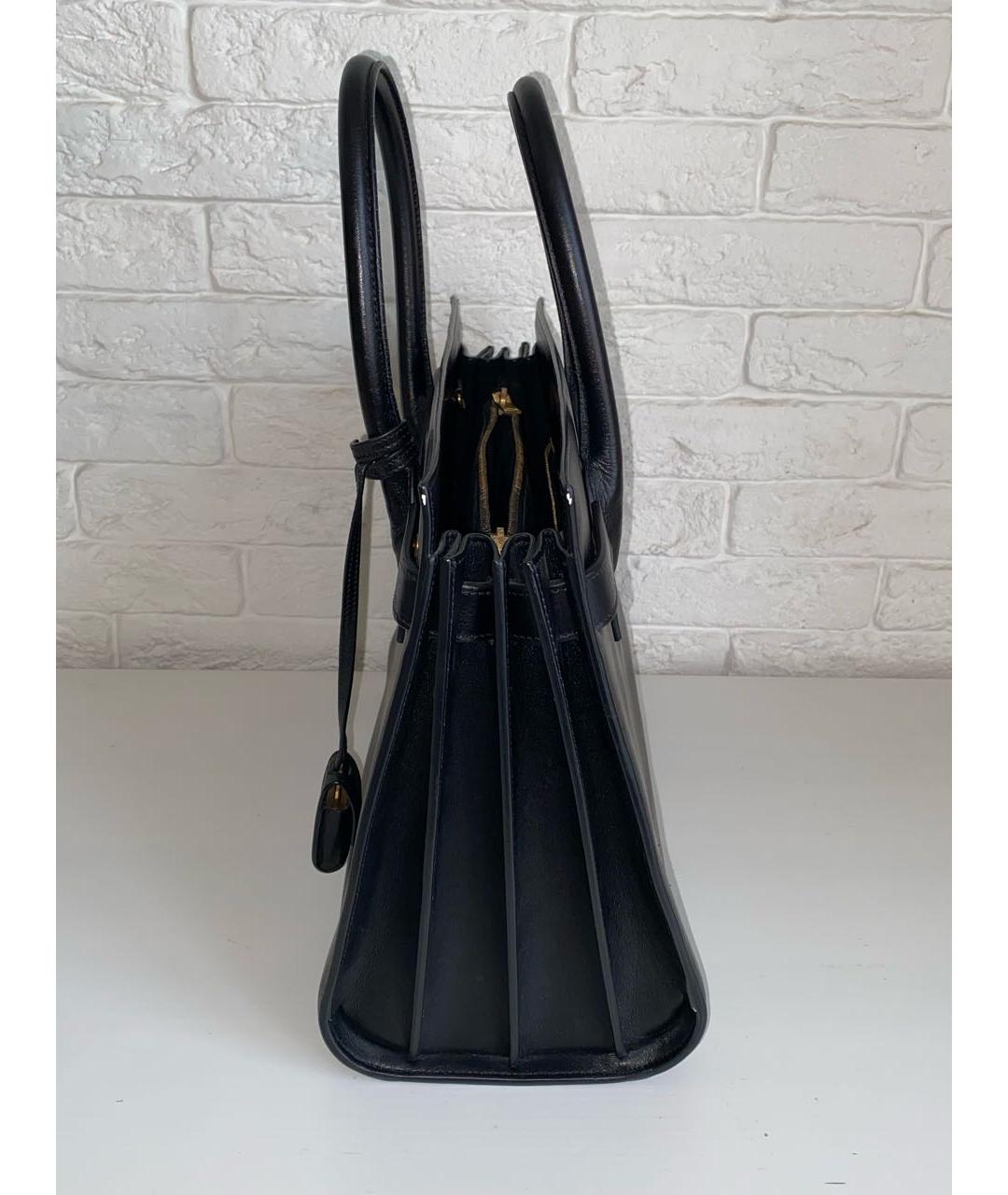 SAINT LAURENT Черная кожаная сумка с короткими ручками, фото 3