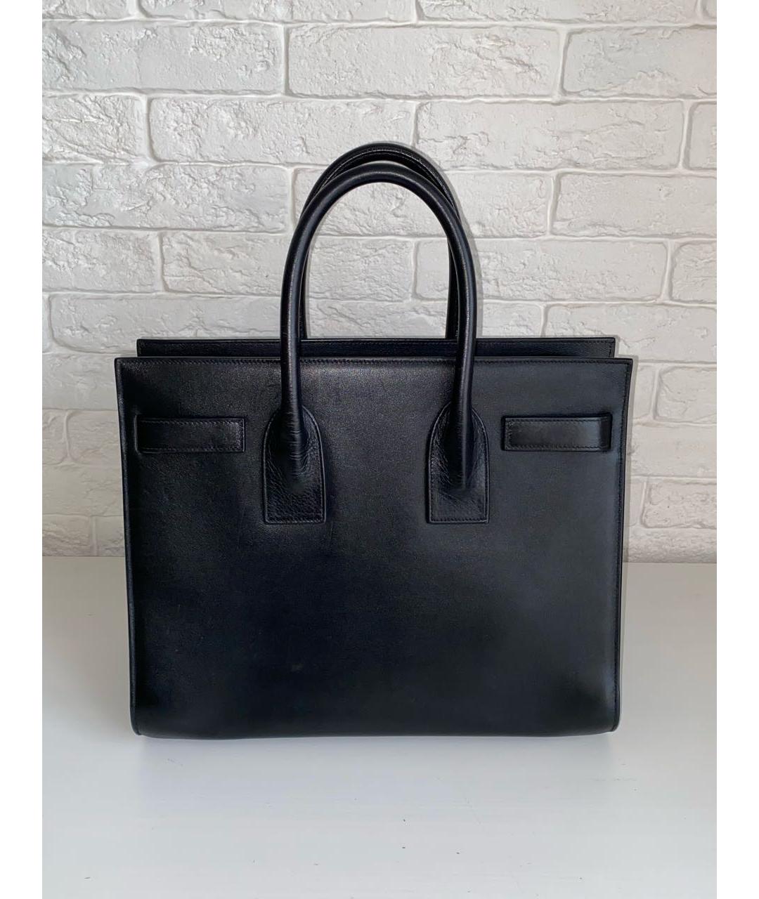 SAINT LAURENT Черная кожаная сумка с короткими ручками, фото 4