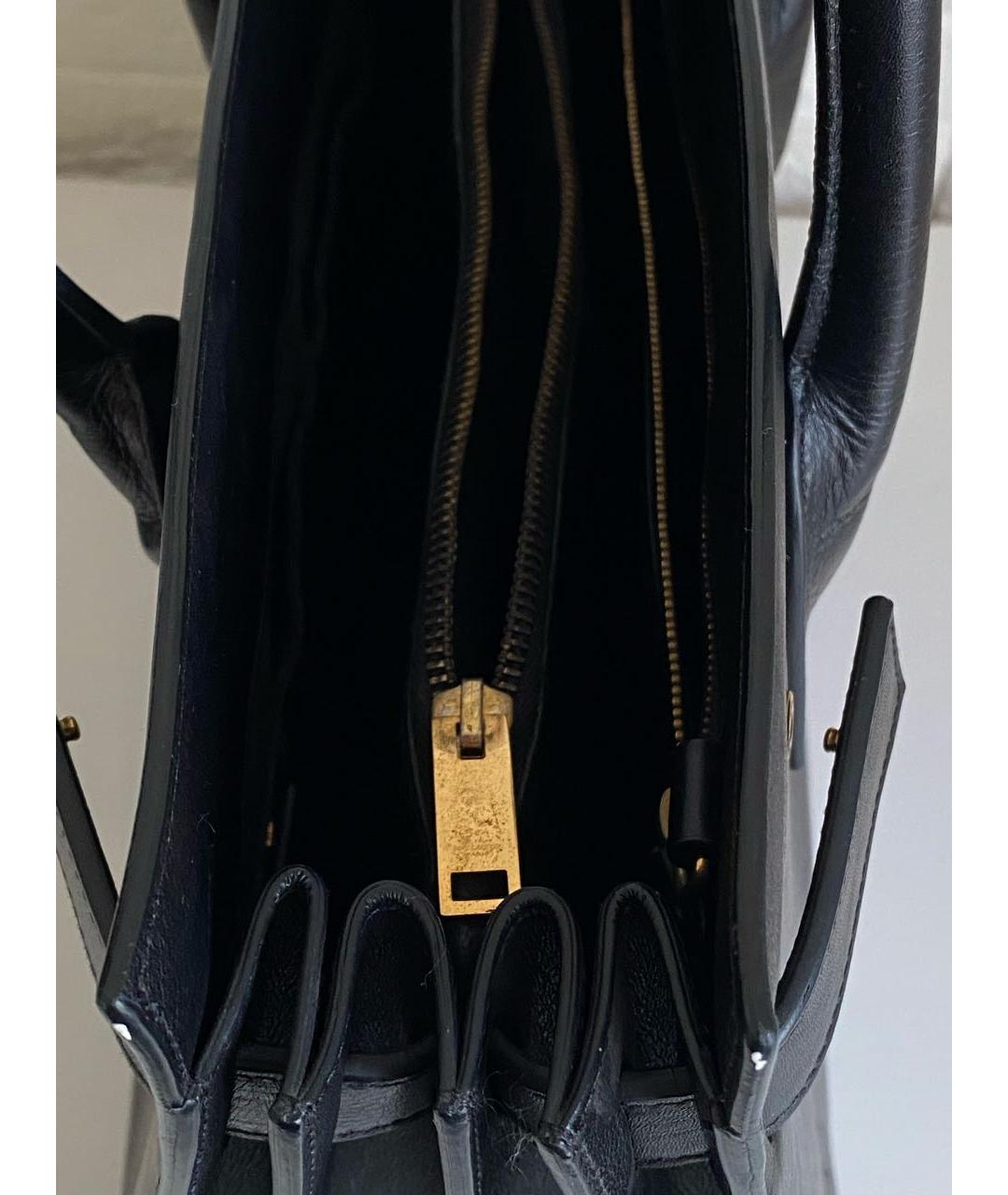 SAINT LAURENT Черная кожаная сумка с короткими ручками, фото 7