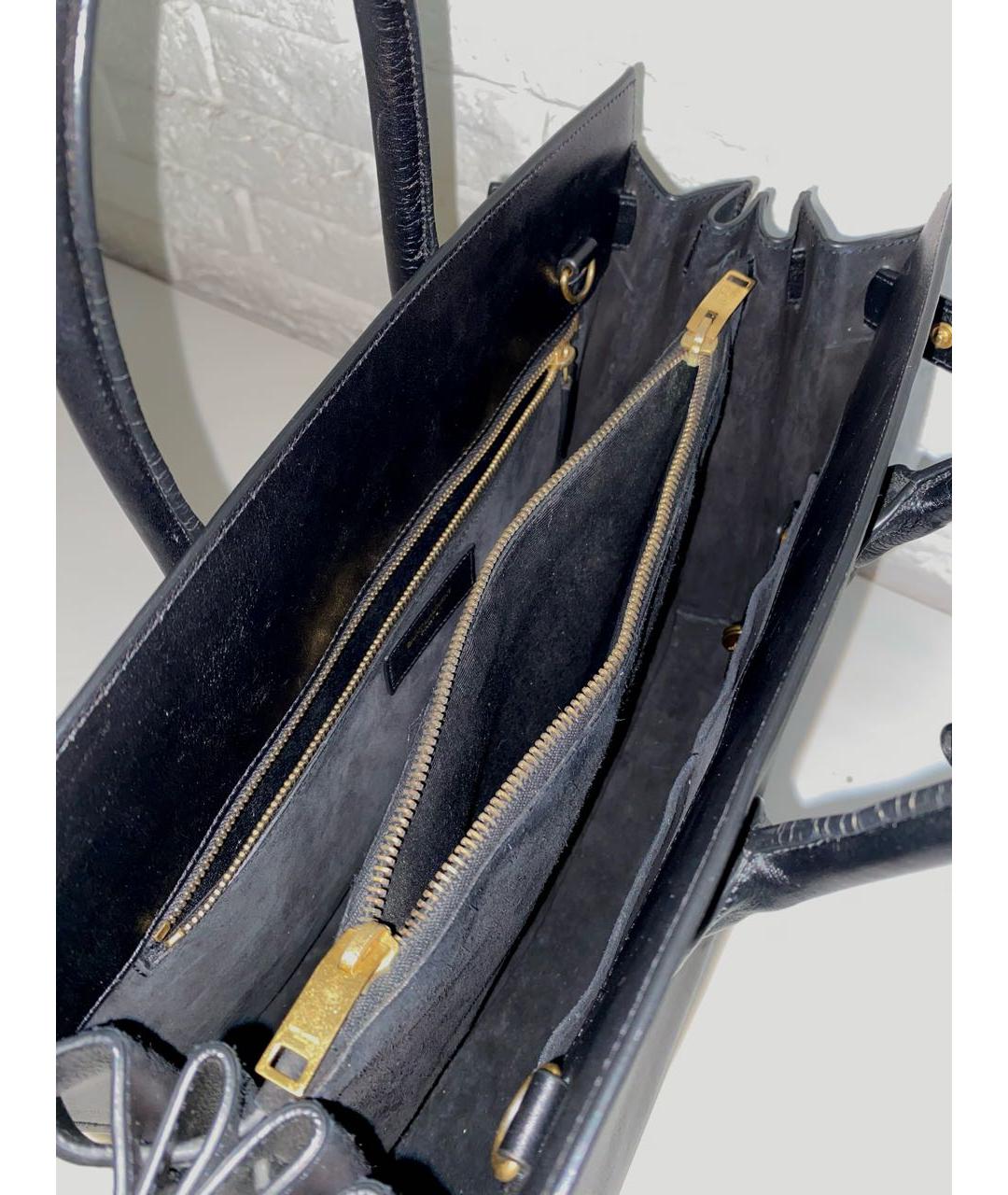SAINT LAURENT Черная кожаная сумка с короткими ручками, фото 8