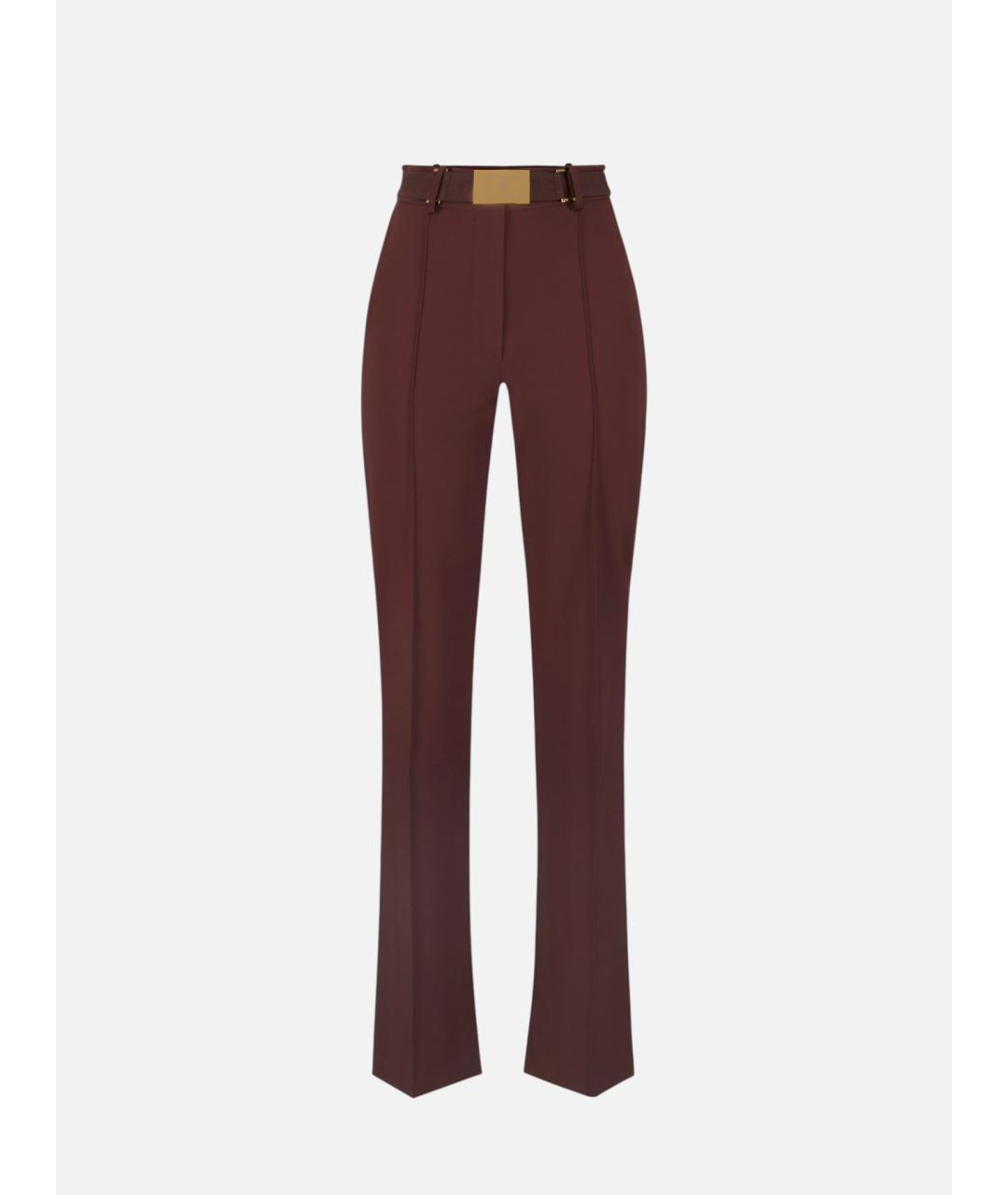 ELISABETTA FRANCHI Коричневые полиамидовые прямые брюки, фото 6
