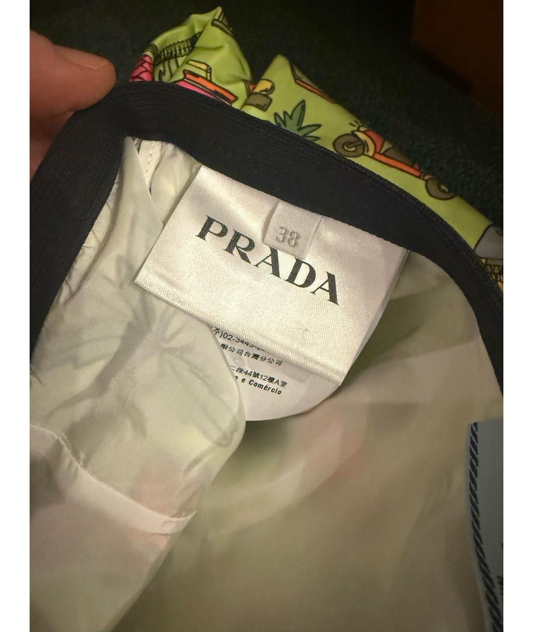 PRADA Салатовая полиэстеровая юбка миди, фото 4