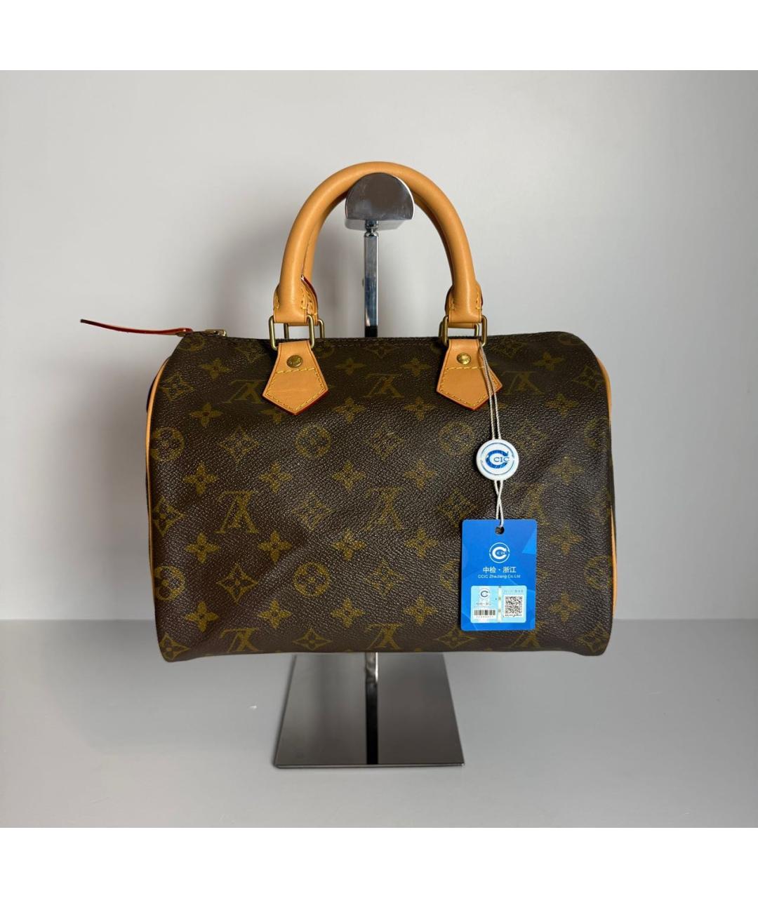 LOUIS VUITTON Коричневая кожаная сумка с короткими ручками, фото 2