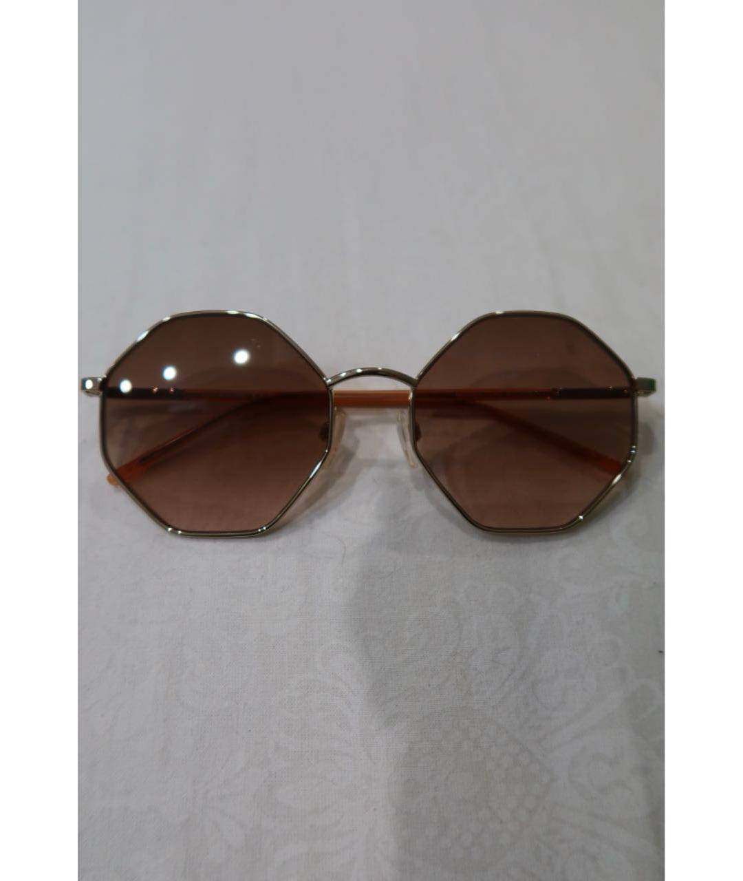 LOVE MOSCHINO Коричневые металлические солнцезащитные очки, фото 5
