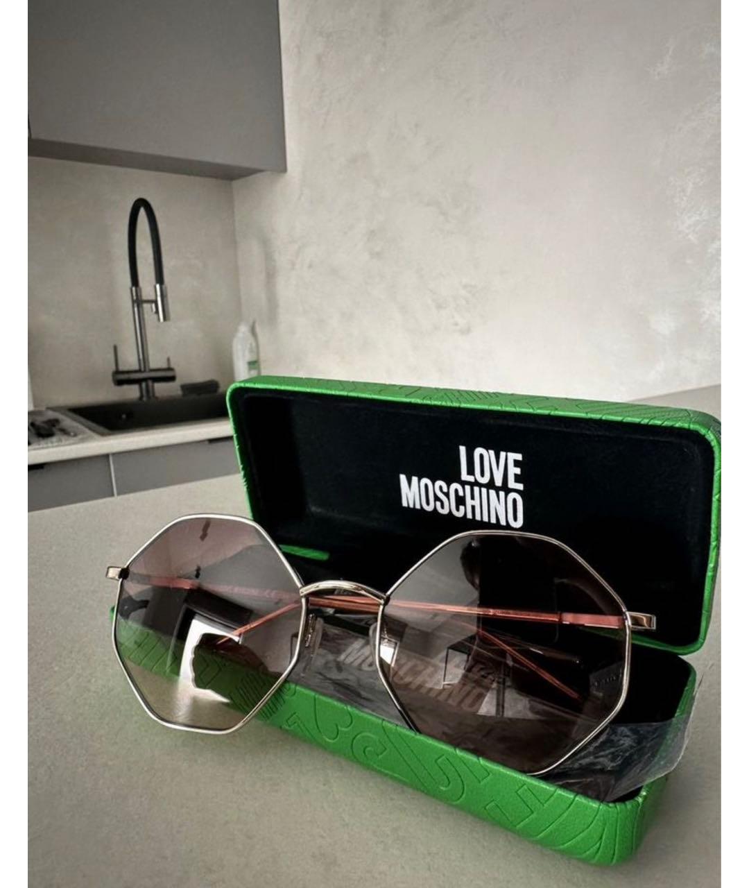 LOVE MOSCHINO Коричневые металлические солнцезащитные очки, фото 2