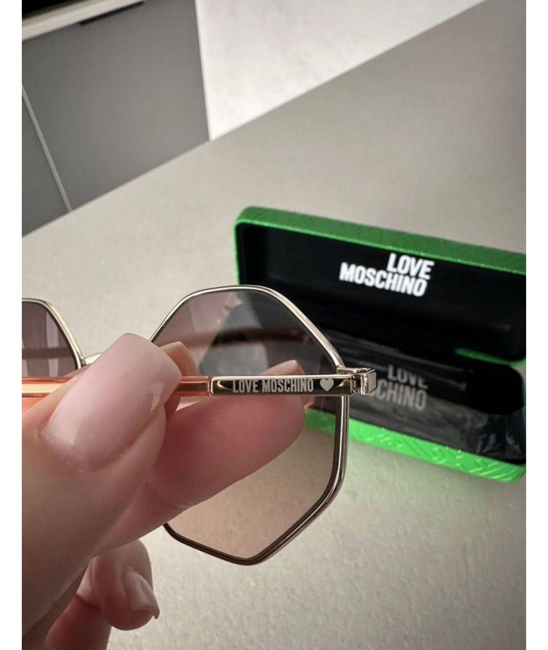 LOVE MOSCHINO Коричневые металлические солнцезащитные очки, фото 3