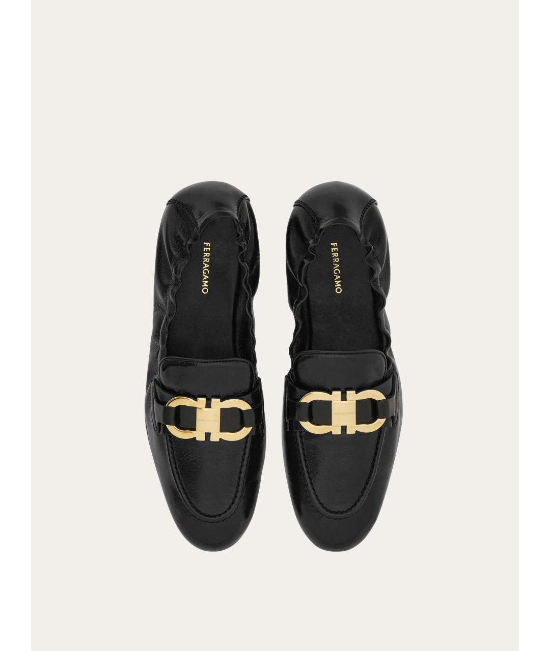 FERRAGAMO Черные кожаные лоферы, фото 3