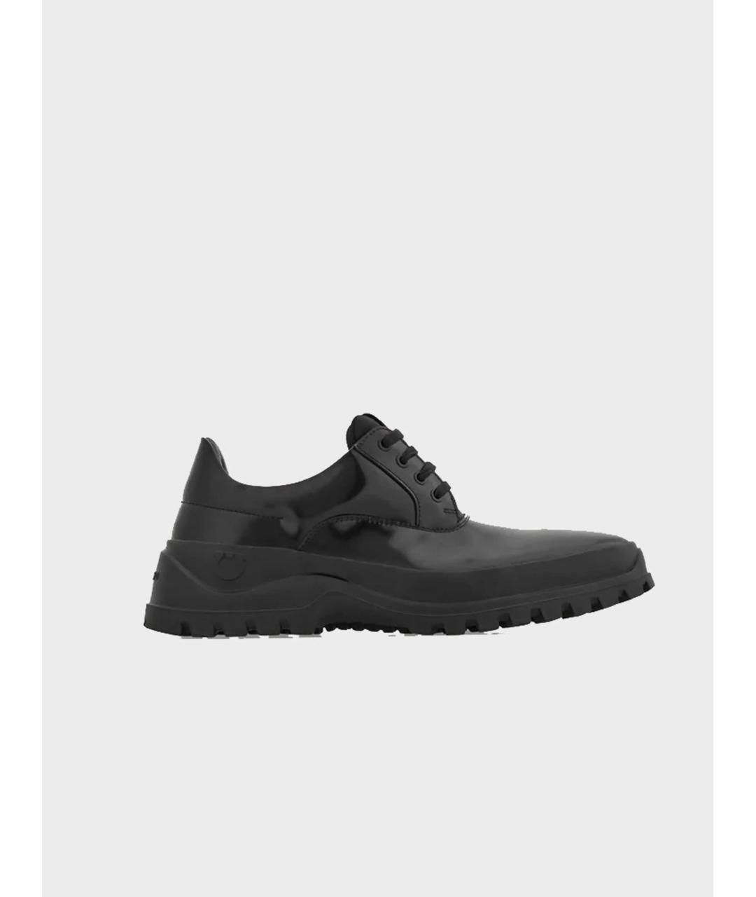 FERRAGAMO Черные кожаные низкие ботинки, фото 4