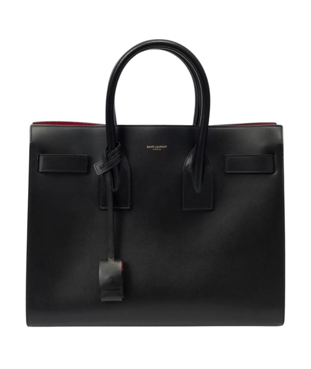 SAINT LAURENT Черная кожаная сумка с короткими ручками, фото 1