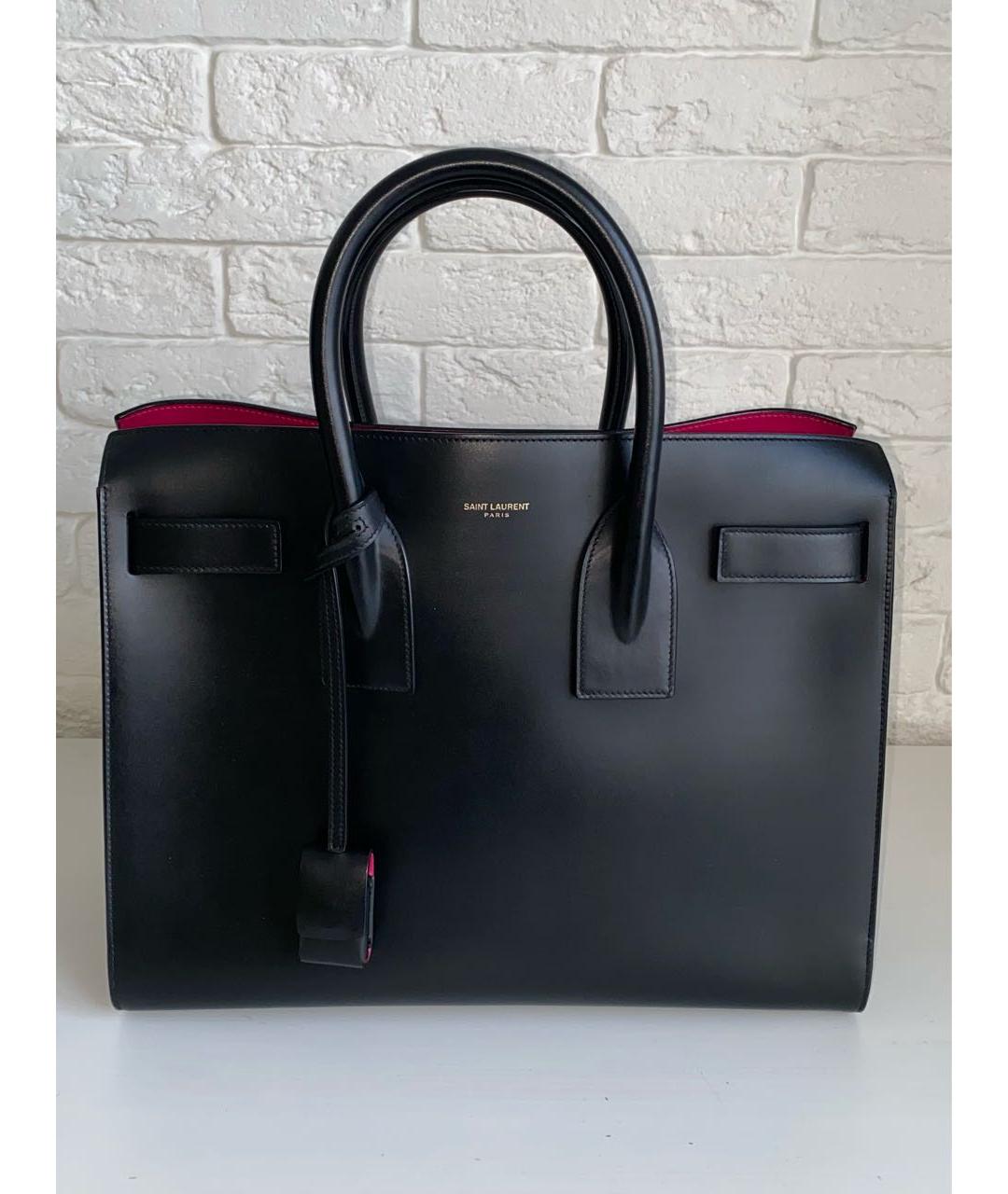 SAINT LAURENT Черная кожаная сумка с короткими ручками, фото 2