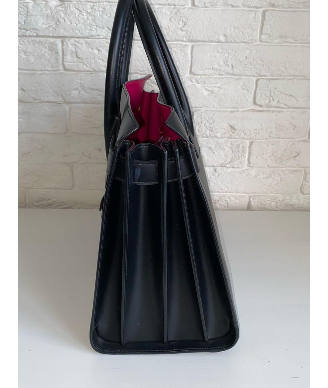 SAINT LAURENT Черная кожаная сумка с короткими ручками, фото 4