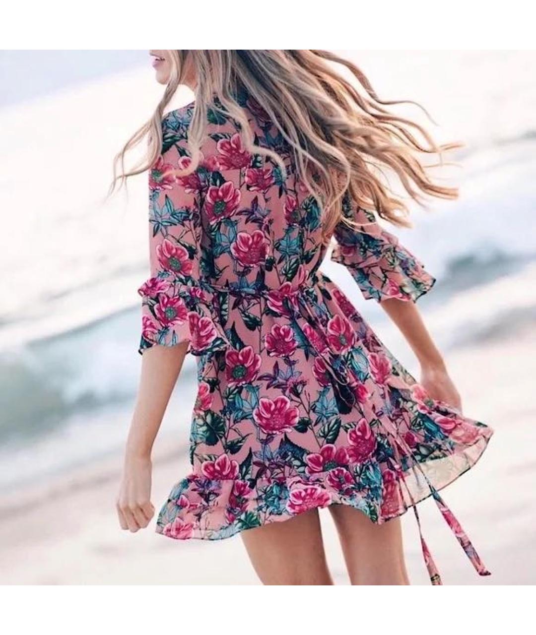 FOR LOVE AND LEMONS Розовое синтетическое платье, фото 5