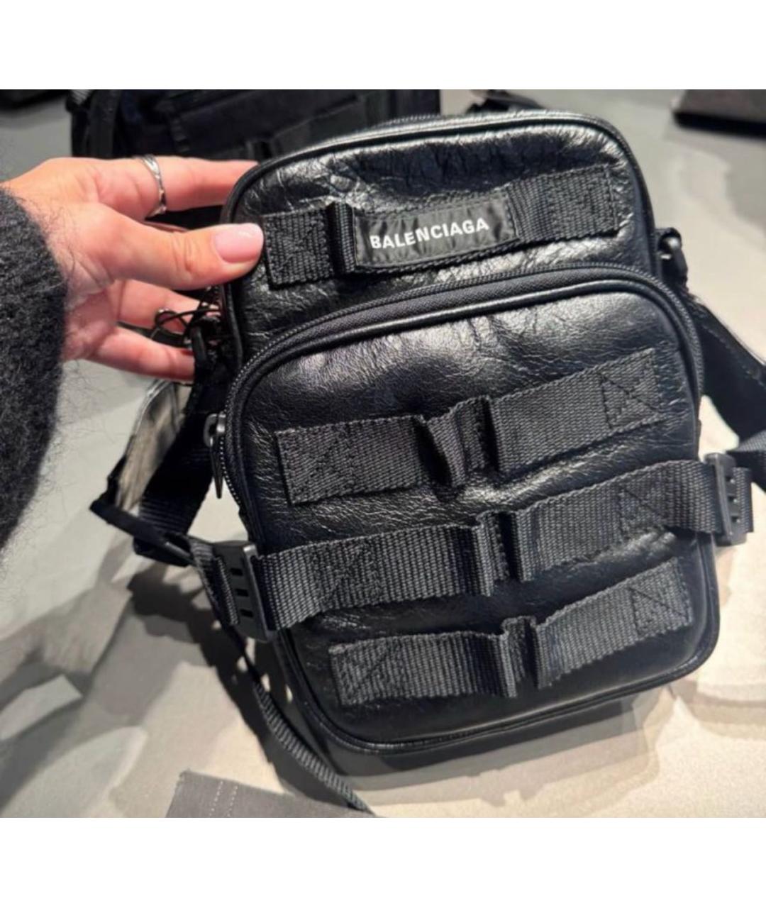 BALENCIAGA Черная кожаная сумка на плечо, фото 3