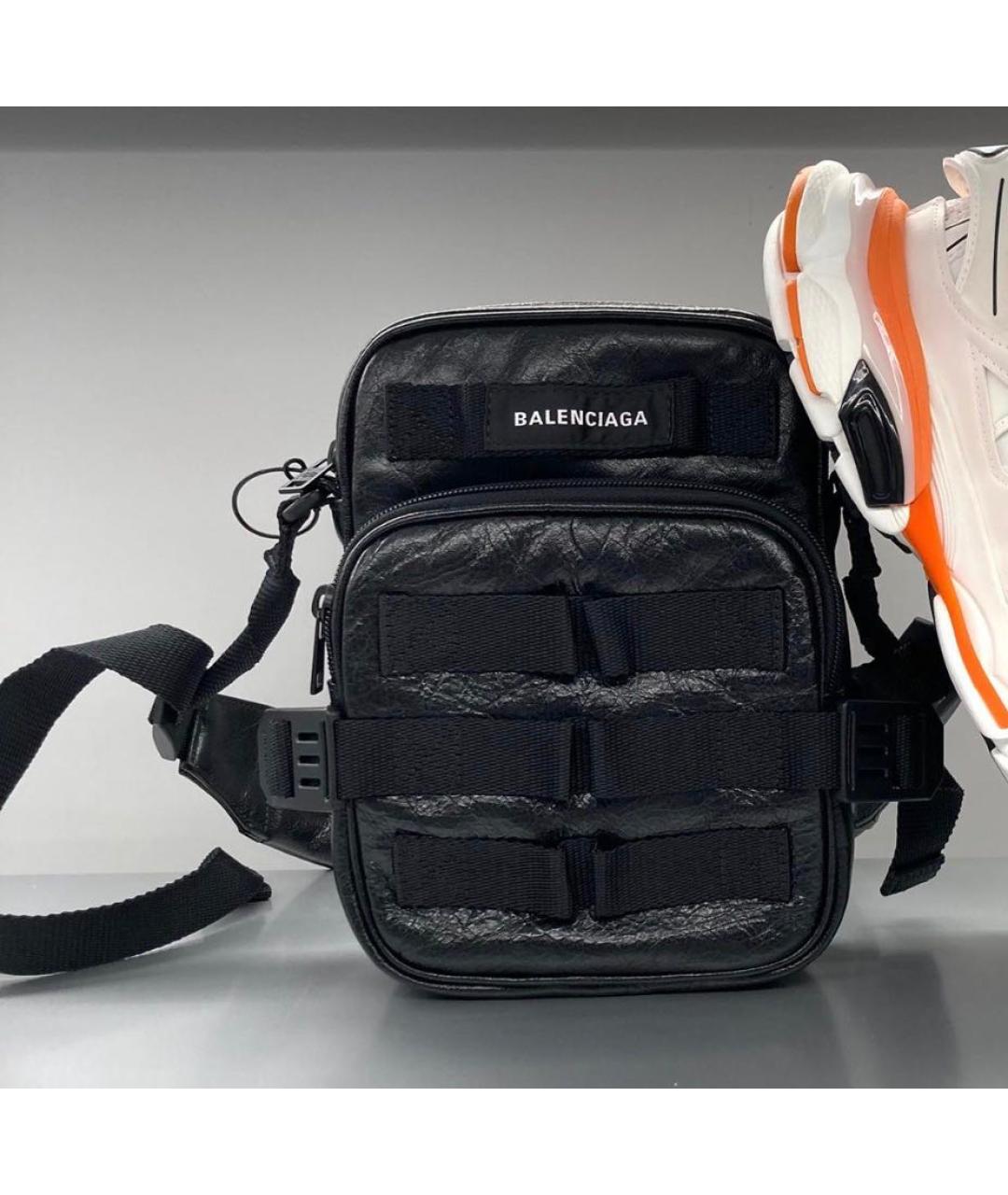 BALENCIAGA Черная кожаная сумка на плечо, фото 4