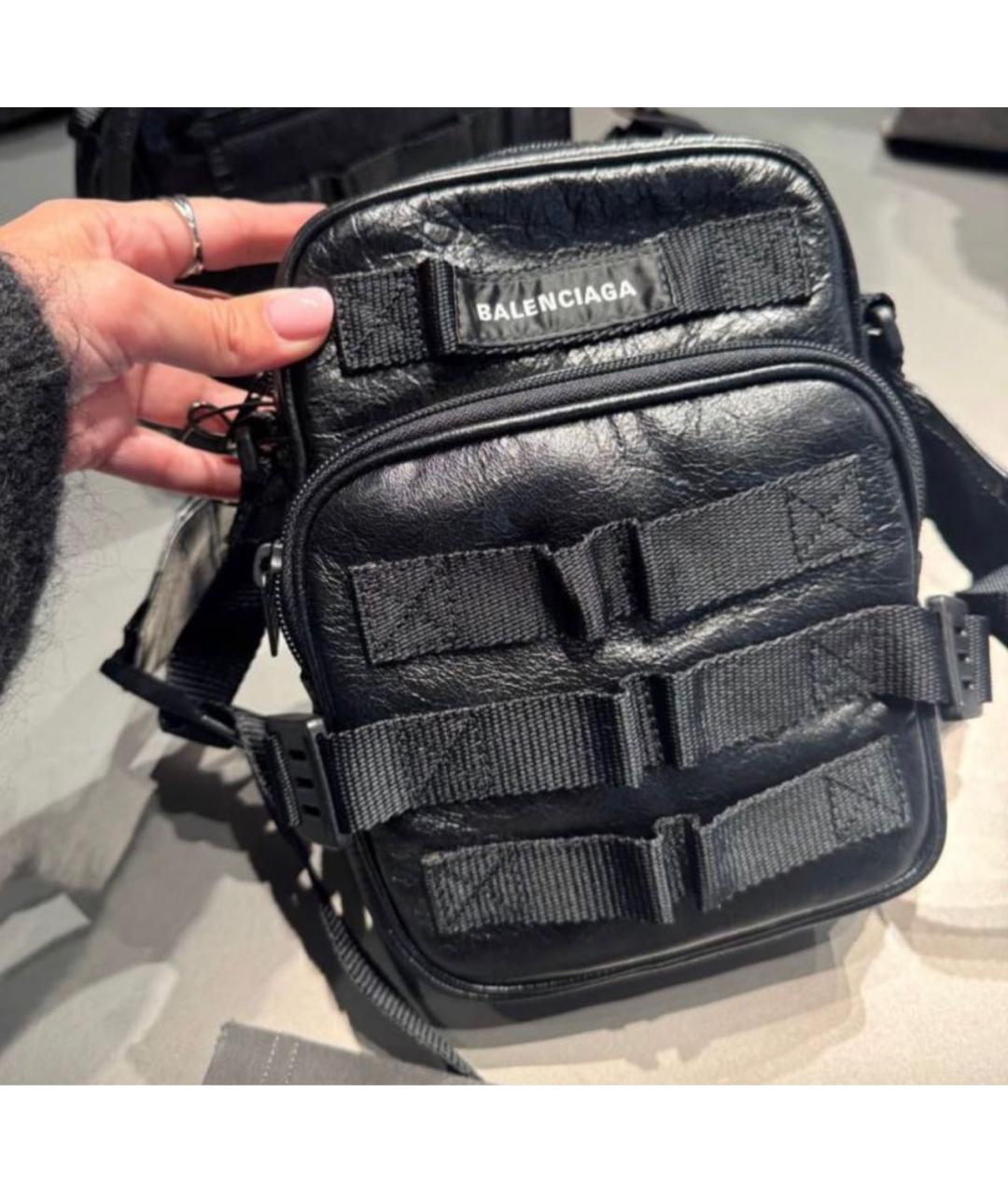 BALENCIAGA Черная кожаная сумка на плечо, фото 4