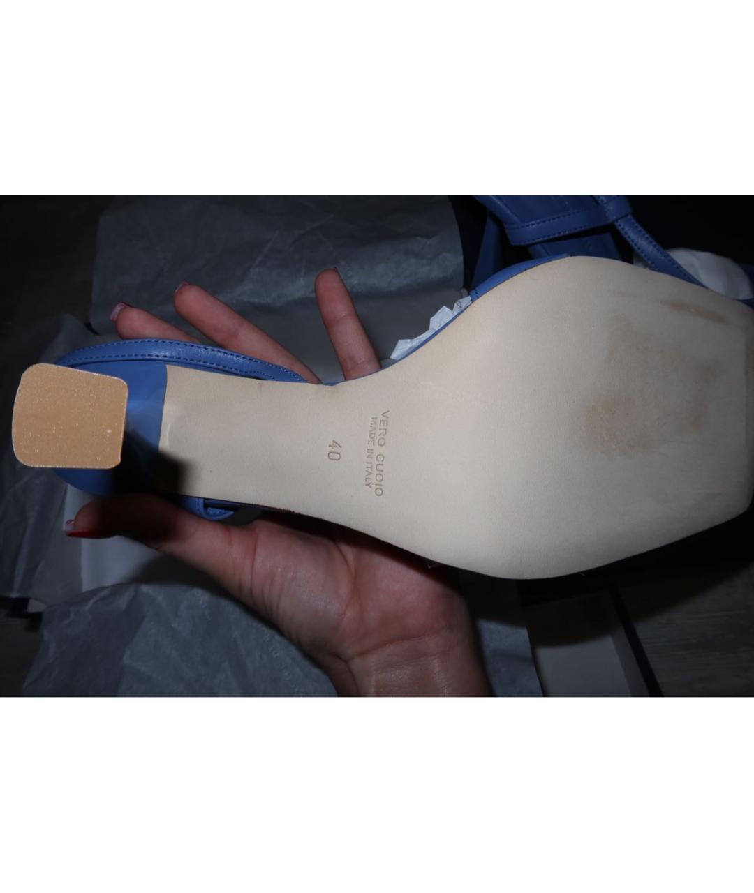 Principe di Bologna Голубые кожаные босоножки, фото 5