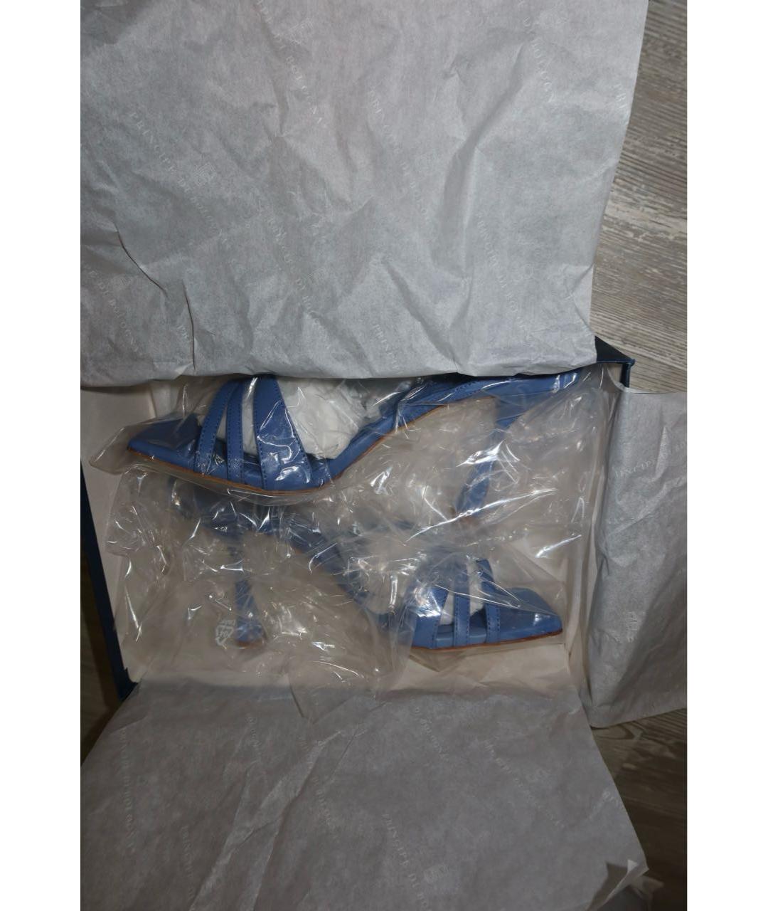 Principe di Bologna Голубые кожаные босоножки, фото 6